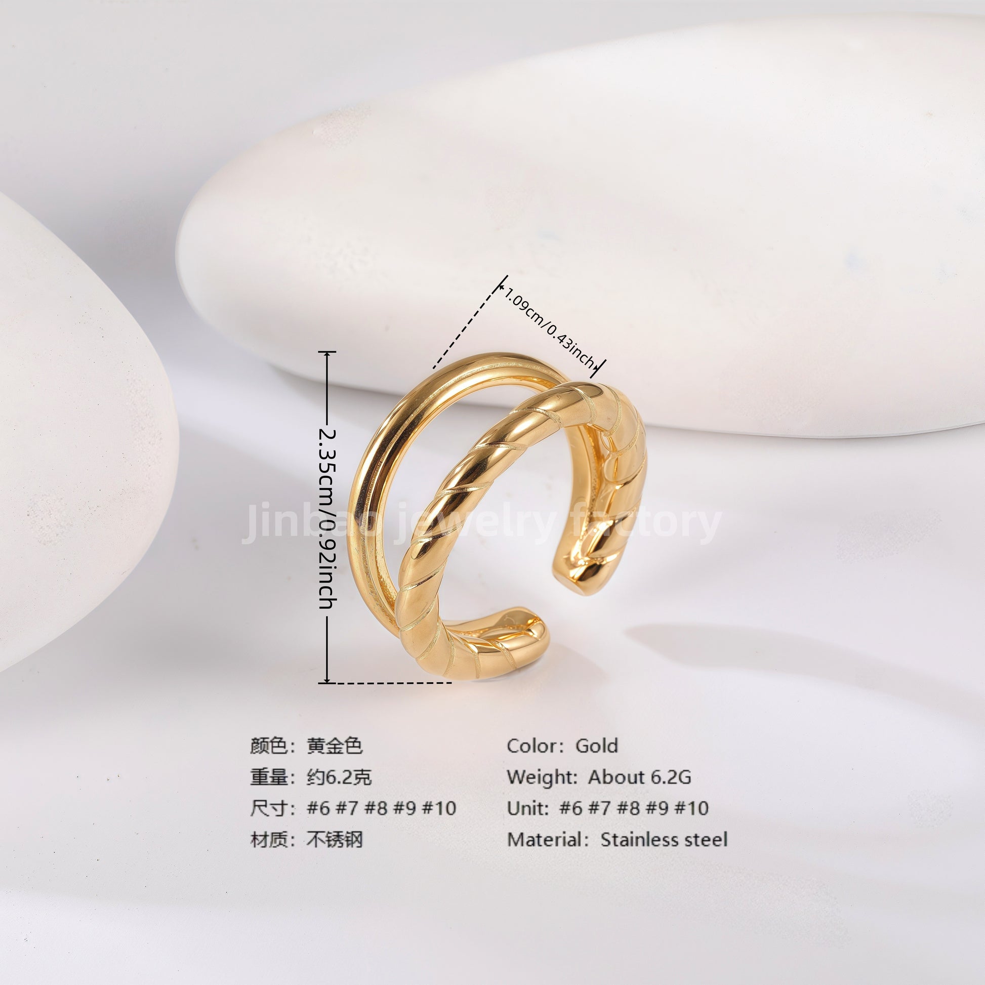 24K Gold PVD Stainless Steel Titanium Cross & Butterfly Women's Ring