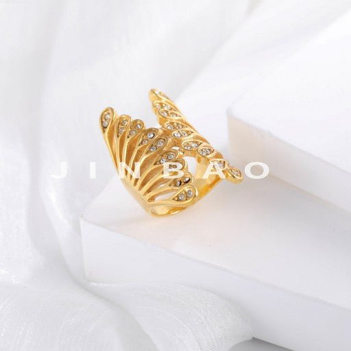 Elegant Stainless Steel Ring With Crystal Inlays Women's Ring | G005443