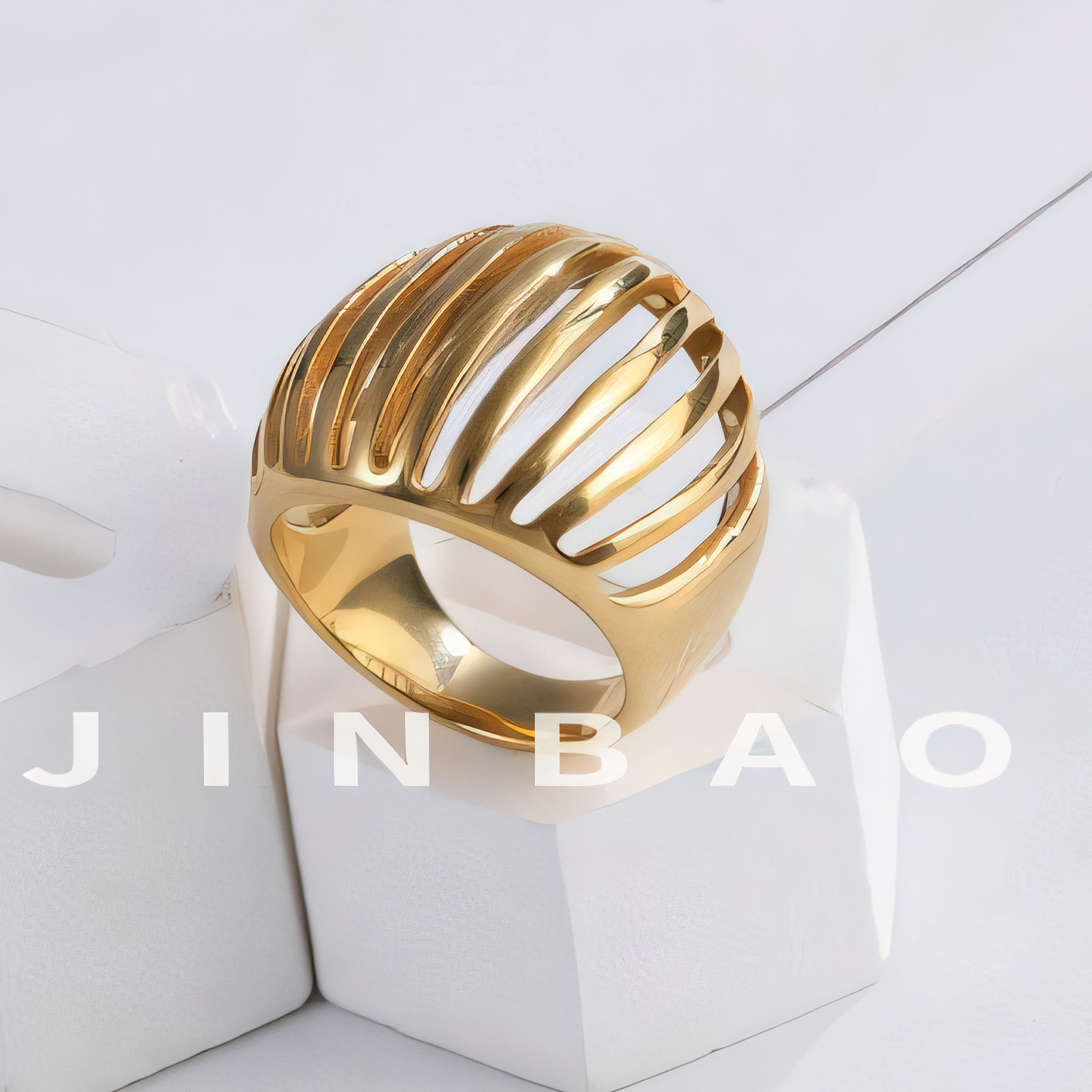 Fashion Striped Stainless Steel Ring Women's Ring | G00338