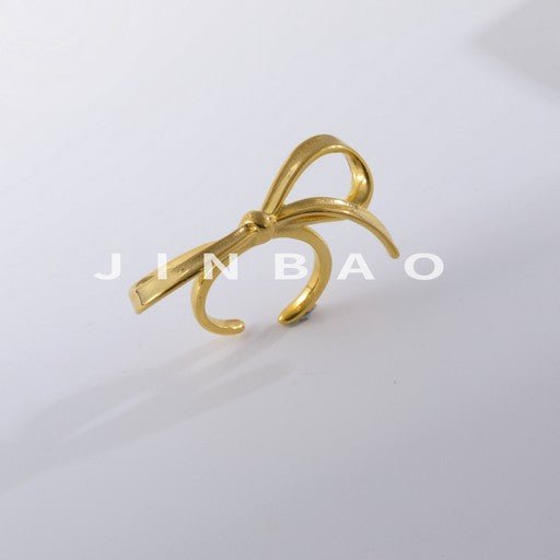 Minimalist Bowknot Stainless Steel Ring Women's Elegant Fashion Band | G004948