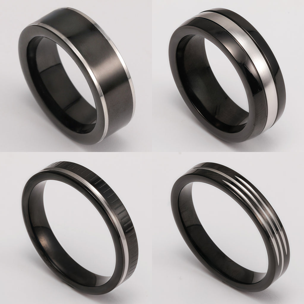 Black & Silver Stainless Steel Ring – Modern Dual-Tone Design