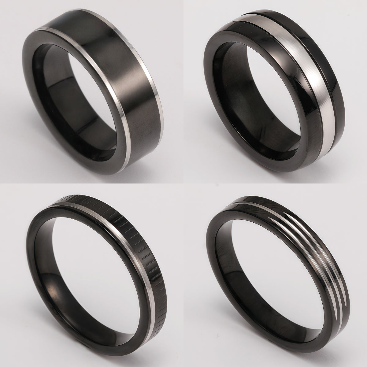 Black & Silver Stainless Steel Ring – Modern Dual-Tone Design