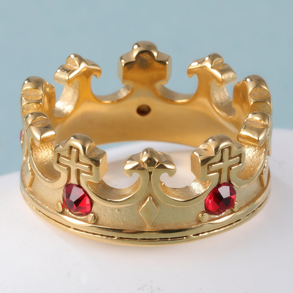 Vintage Cross Design Golden Crown Waterproof Ring丨LIUDZ-62
