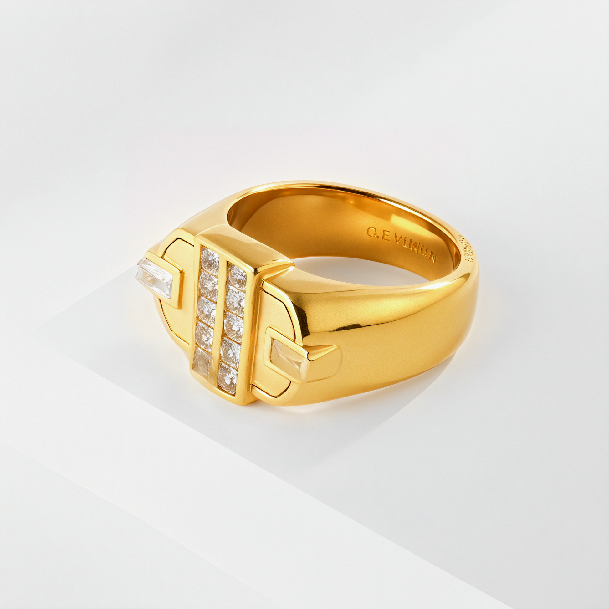 Fashion Square Gemstone Decorative Stainless Steel Ring Unisex Ring | N00719