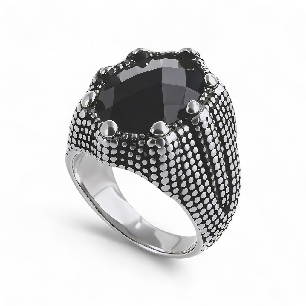 Bold Gemstone Inlay Stainless Steel Retro Ring for Men | BL459