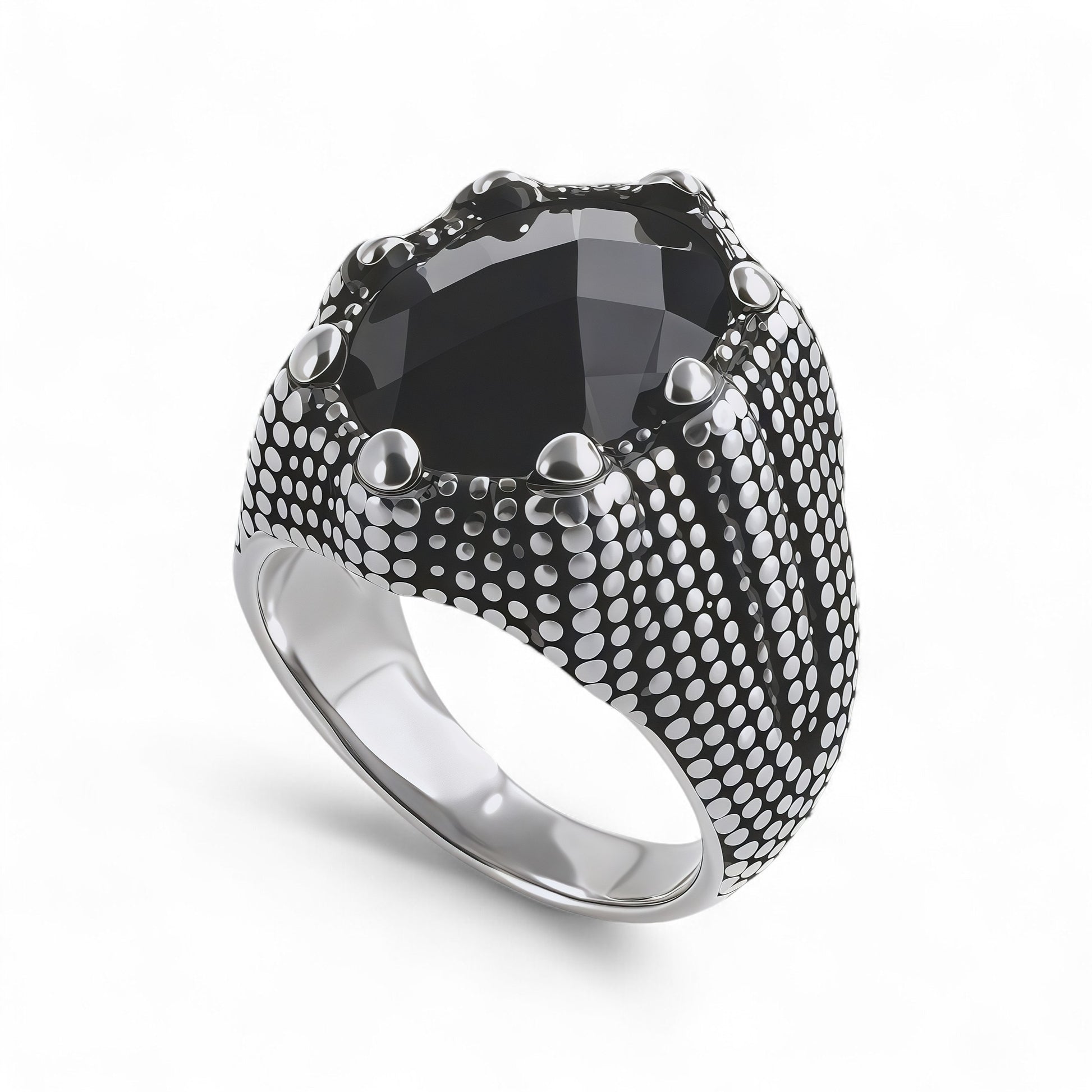 Bold Gemstone Inlay Stainless Steel Retro Ring for Men | BL459