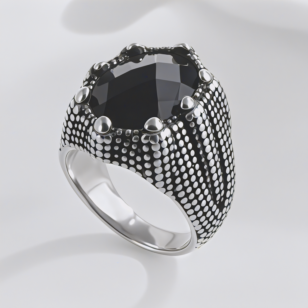 Bold Gemstone Inlay Stainless Steel Retro Ring for Men | BL459