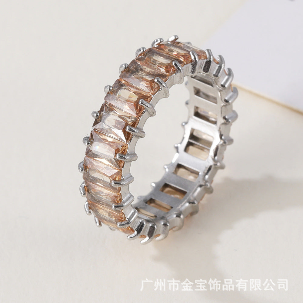 Women's stainless steel ring with colored zircon | G005626