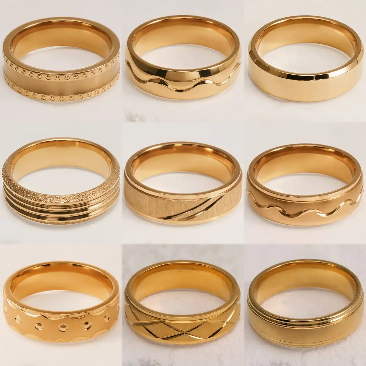 Stylish 24K Gold-Plating Stainless Steel Unisex 6MM Band