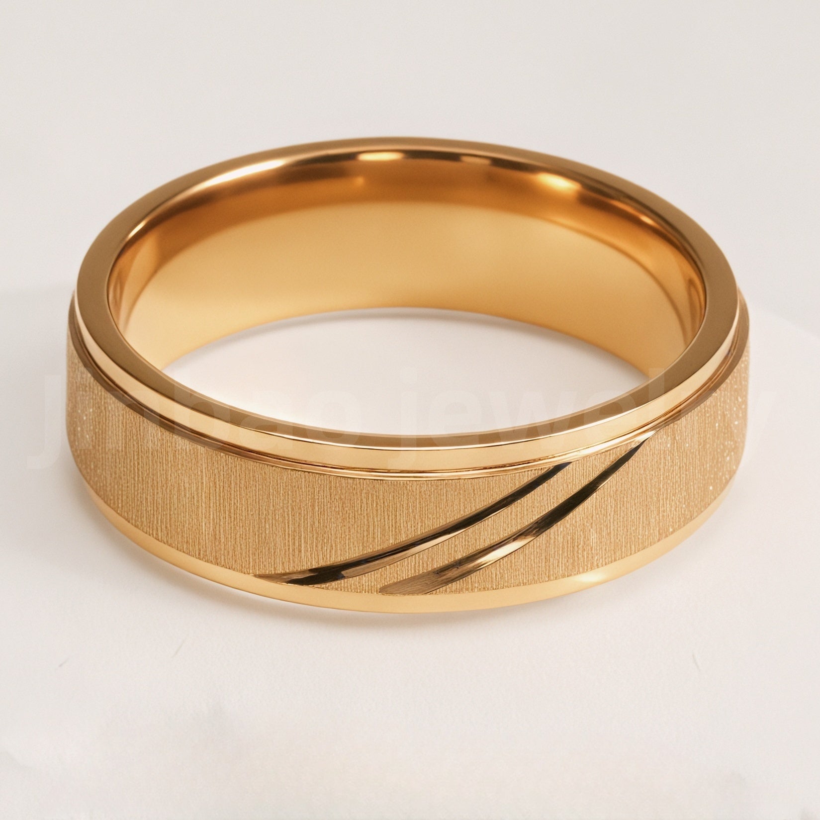 Stylish 24K Gold-Plating Stainless Steel Unisex 6MM Band