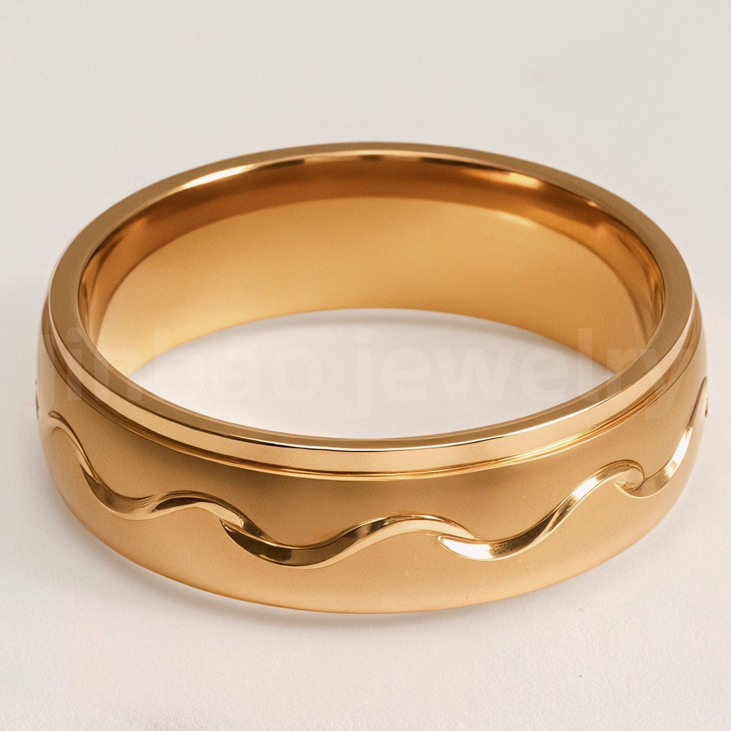 Stylish 24K Gold-Plating Stainless Steel Unisex 6MM Band