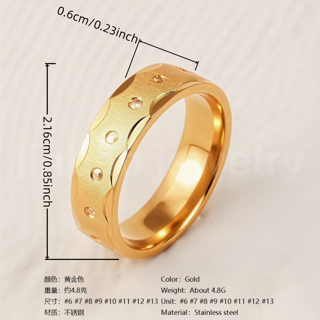 Stylish 24K Gold-Plating Stainless Steel Unisex 6MM Band