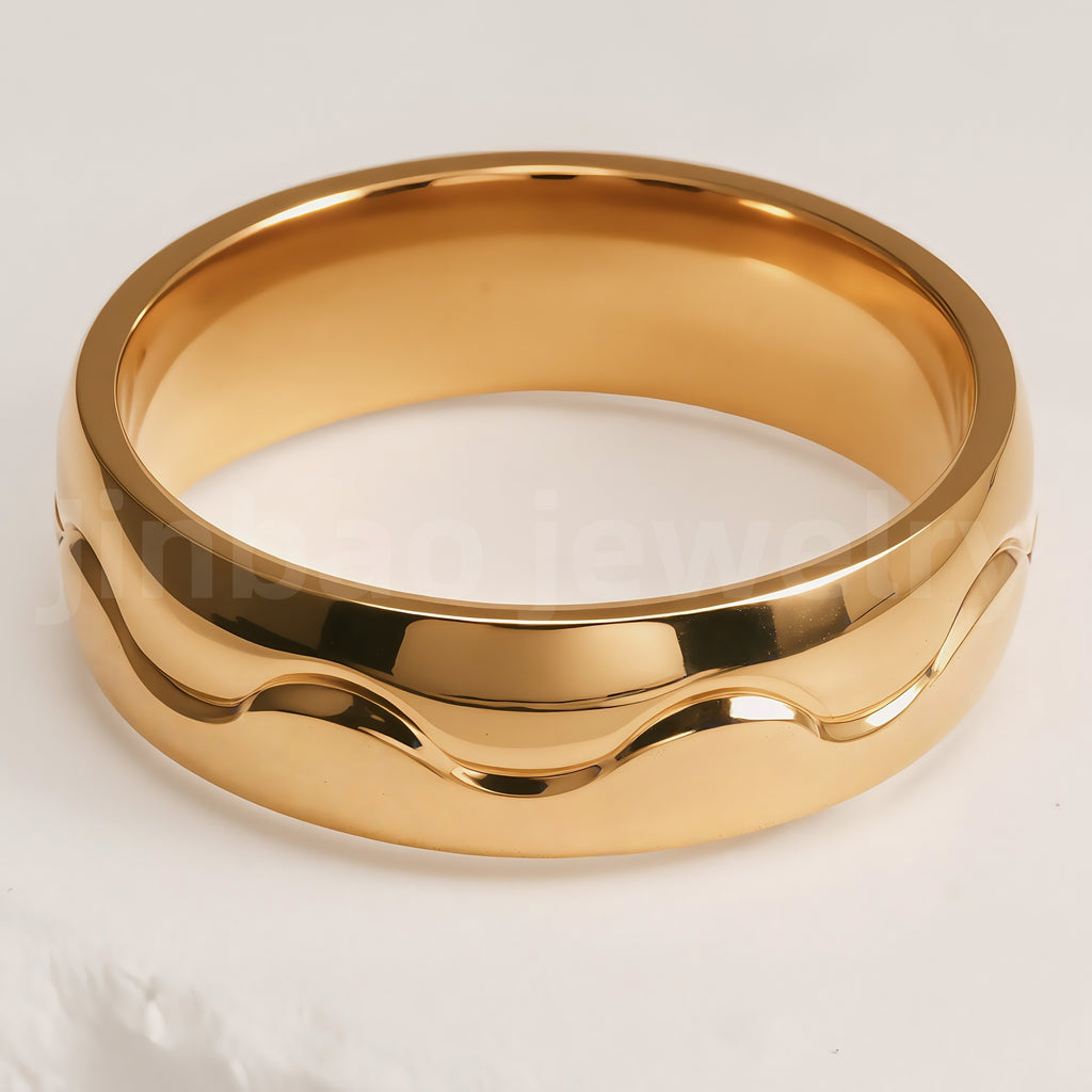 Stylish 24K Gold-Plating Stainless Steel Unisex 6MM Band