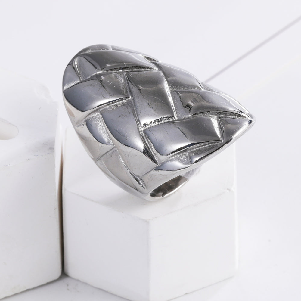 Sleek Stainless Steel Woven Band Ring for Women | G002903