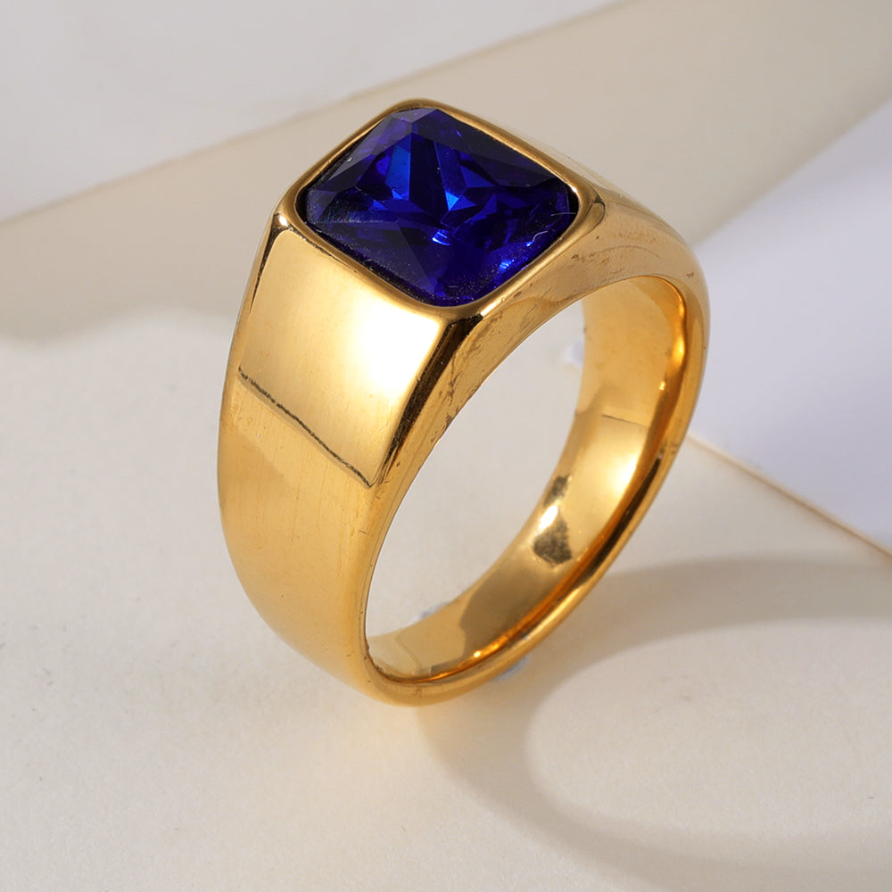 Vintage Stainless Steel Gemstone Ring Classic Style for Men | BL1072