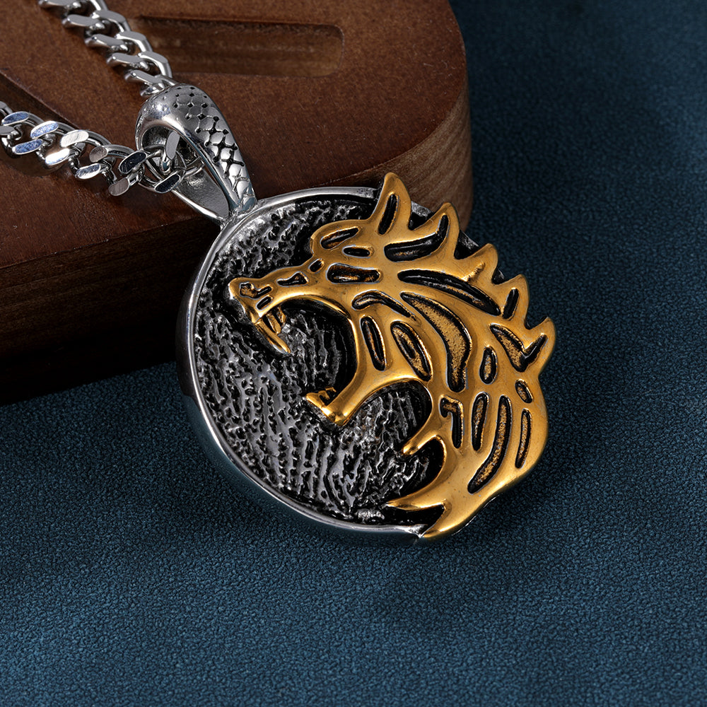 Vintage Wolf Stainless Steel Tag Necklace丨DP-190