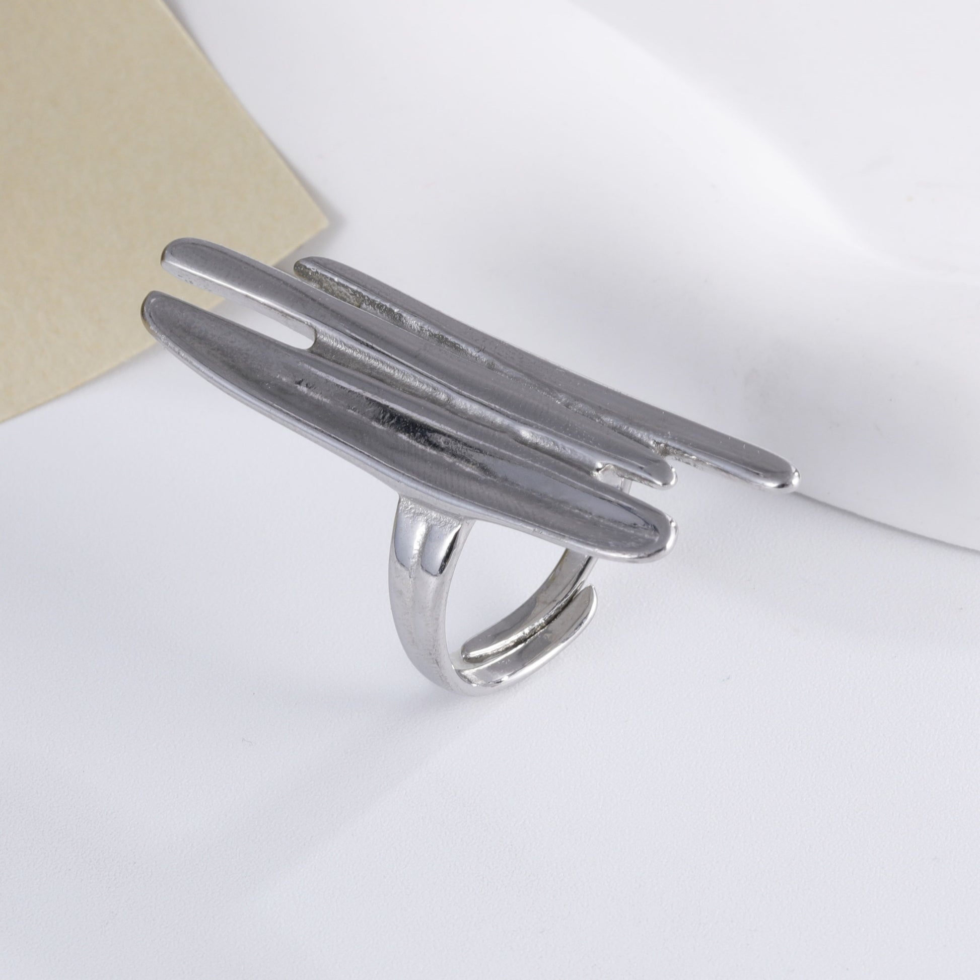 Minimalist Intersecting Stainless Steel Ring for Women | N001159