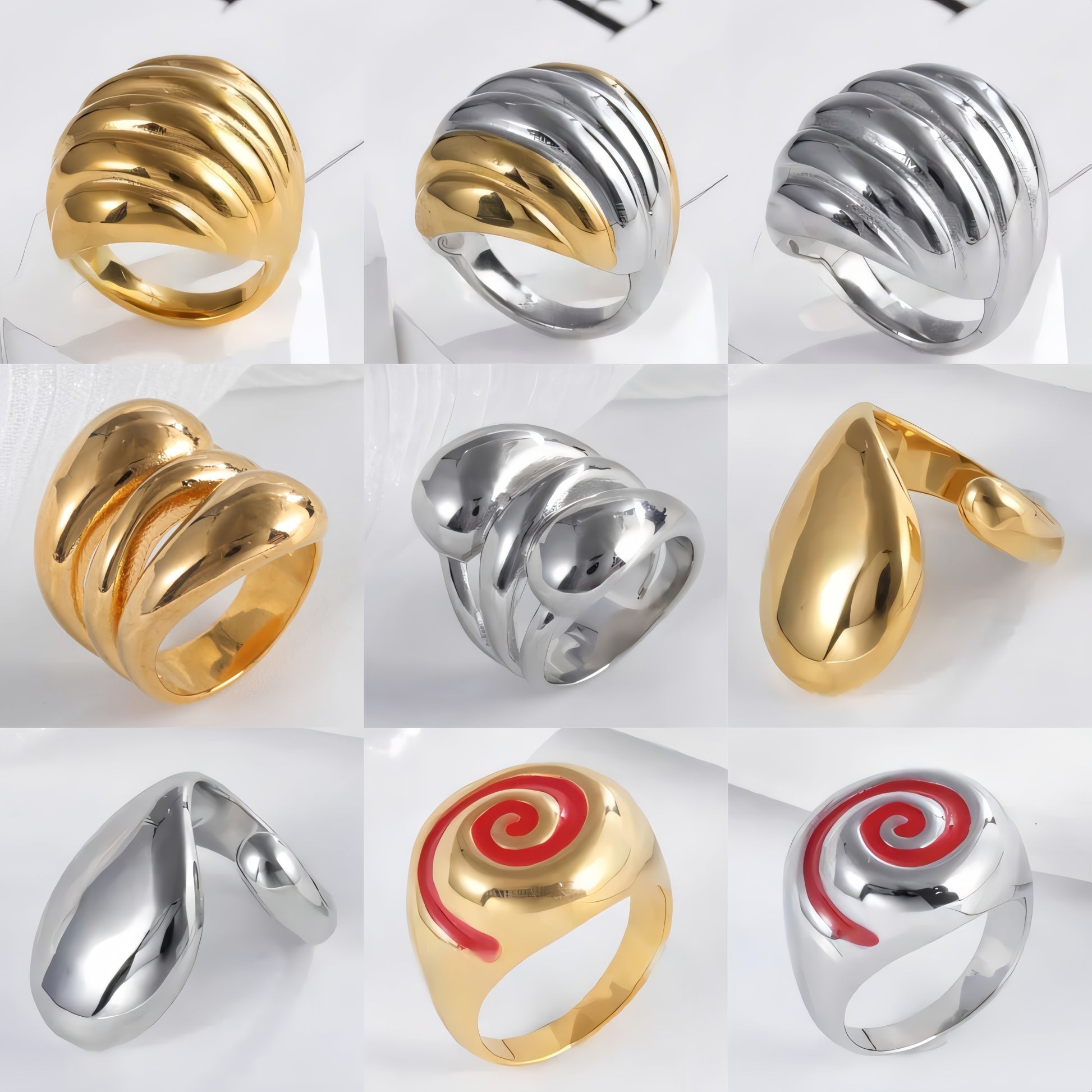 24k gold plated stainless steel ring for women simple style female ring