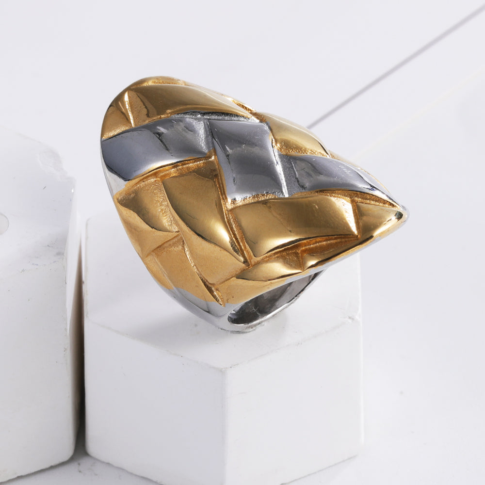 Sleek Stainless Steel Woven Band Ring for Women | G002903