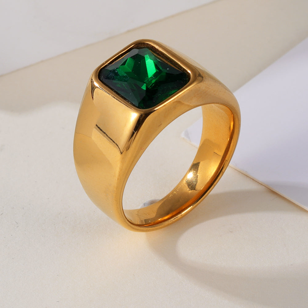 Vintage Stainless Steel Gemstone Ring Classic Style for Men | BL1072