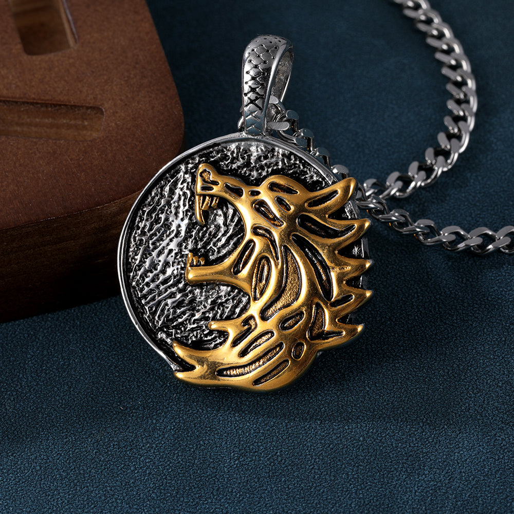 Vintage Wolf Stainless Steel Tag Necklace丨DP-190