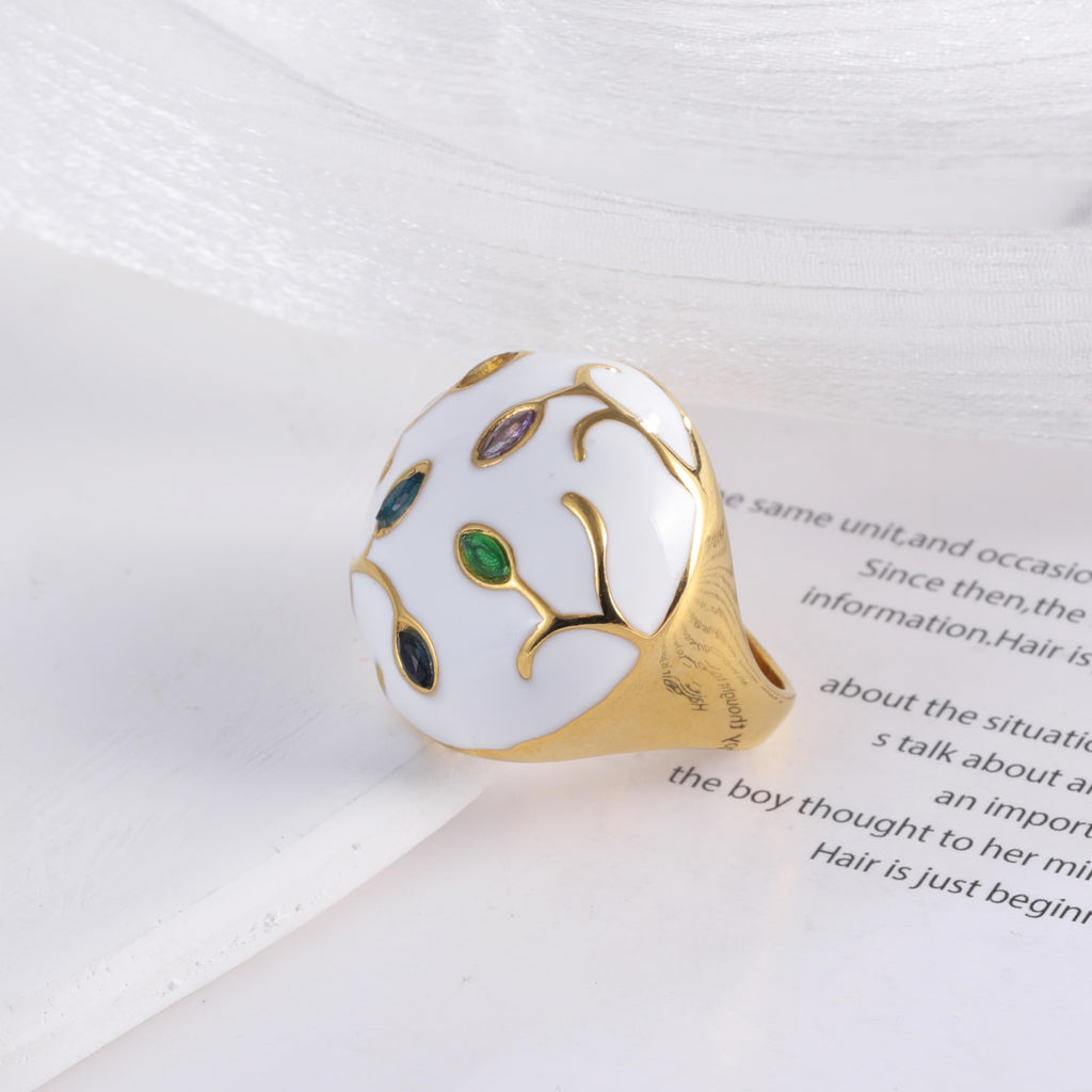 European Style Tree Branch Design Gemstone Ring Women's Fashion Metallic Band | G004480