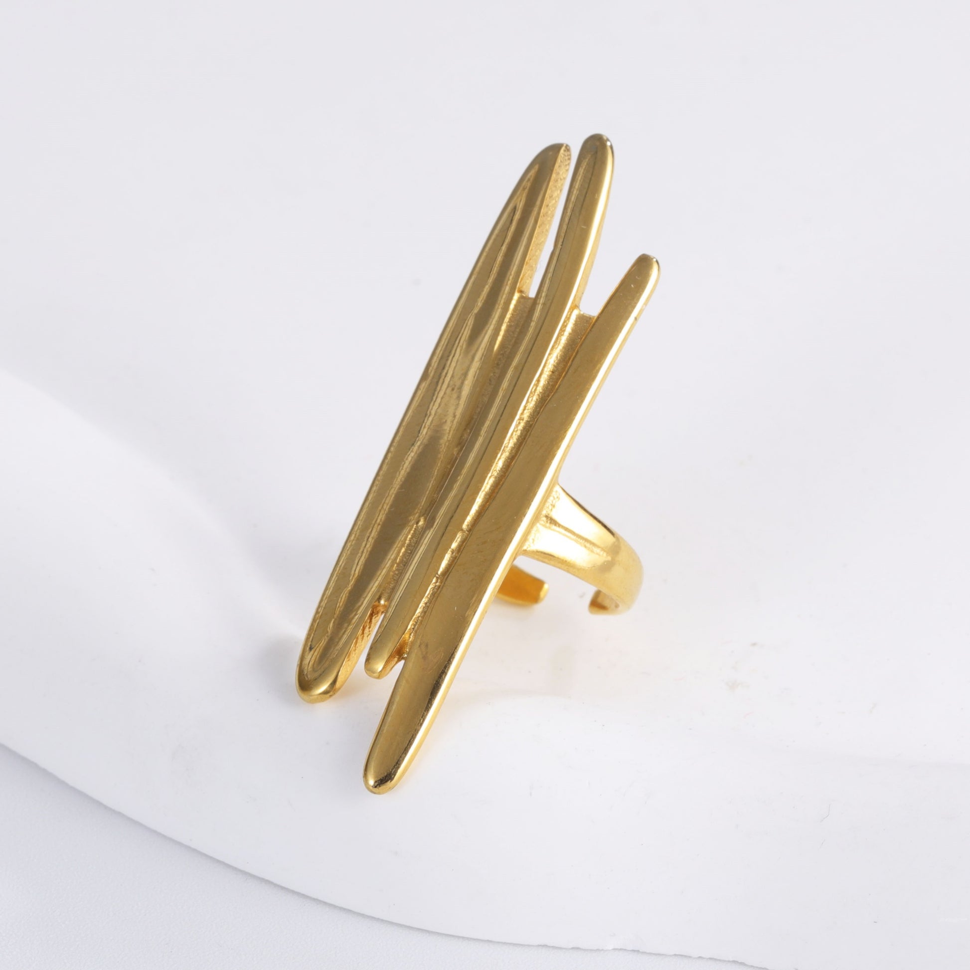 Minimalist Intersecting Stainless Steel Ring for Women | N001159