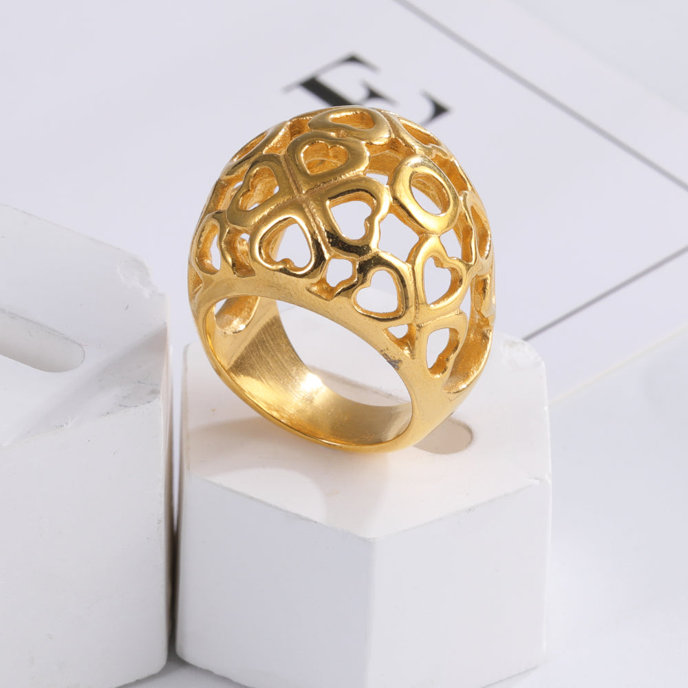 Elegant Heart Shaped Openwork Ring for Women | G00348T