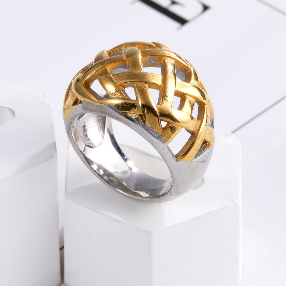 Chic Stainless Steel Woven Texture Ring for Women | ML058