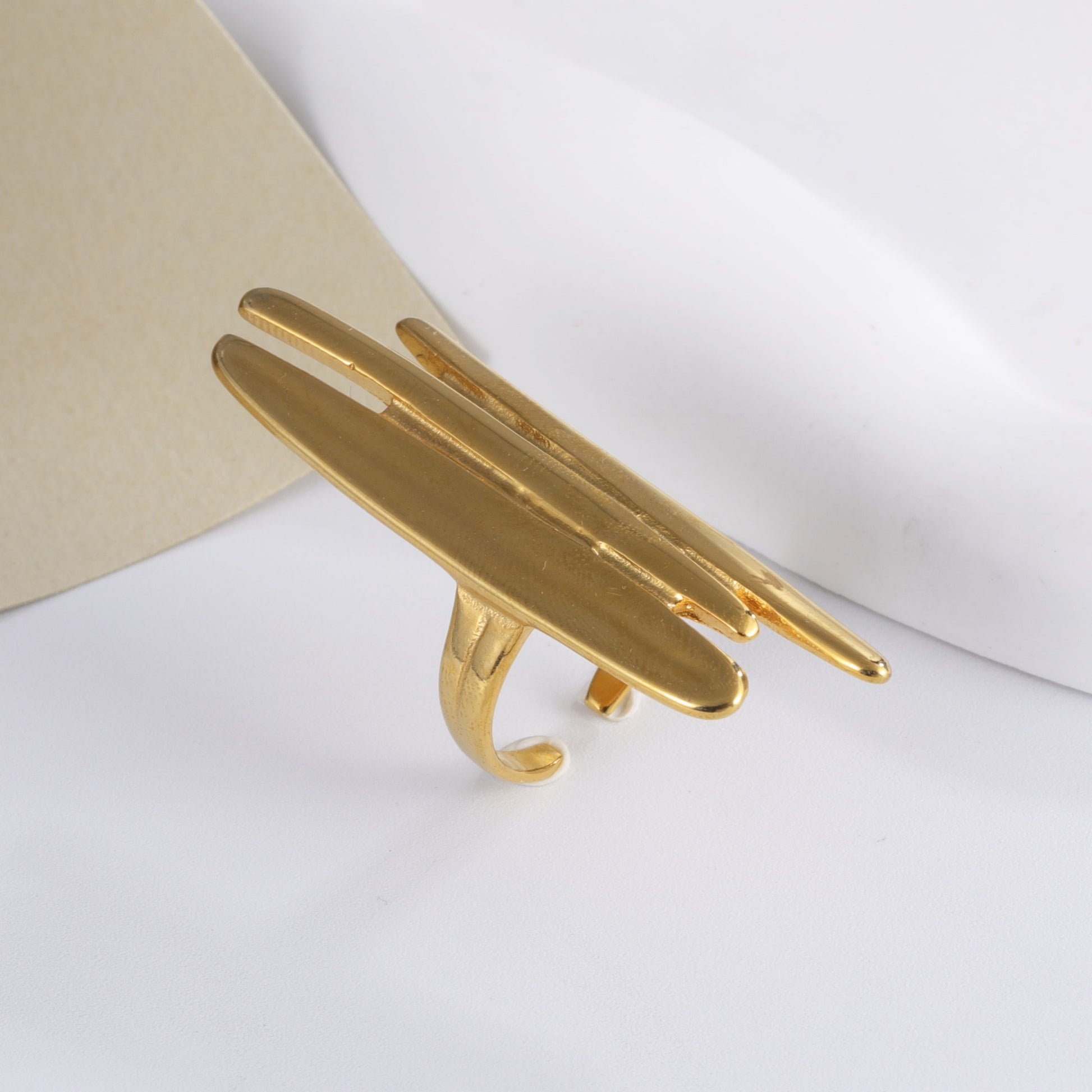 Minimalist Intersecting Stainless Steel Ring for Women | N001159