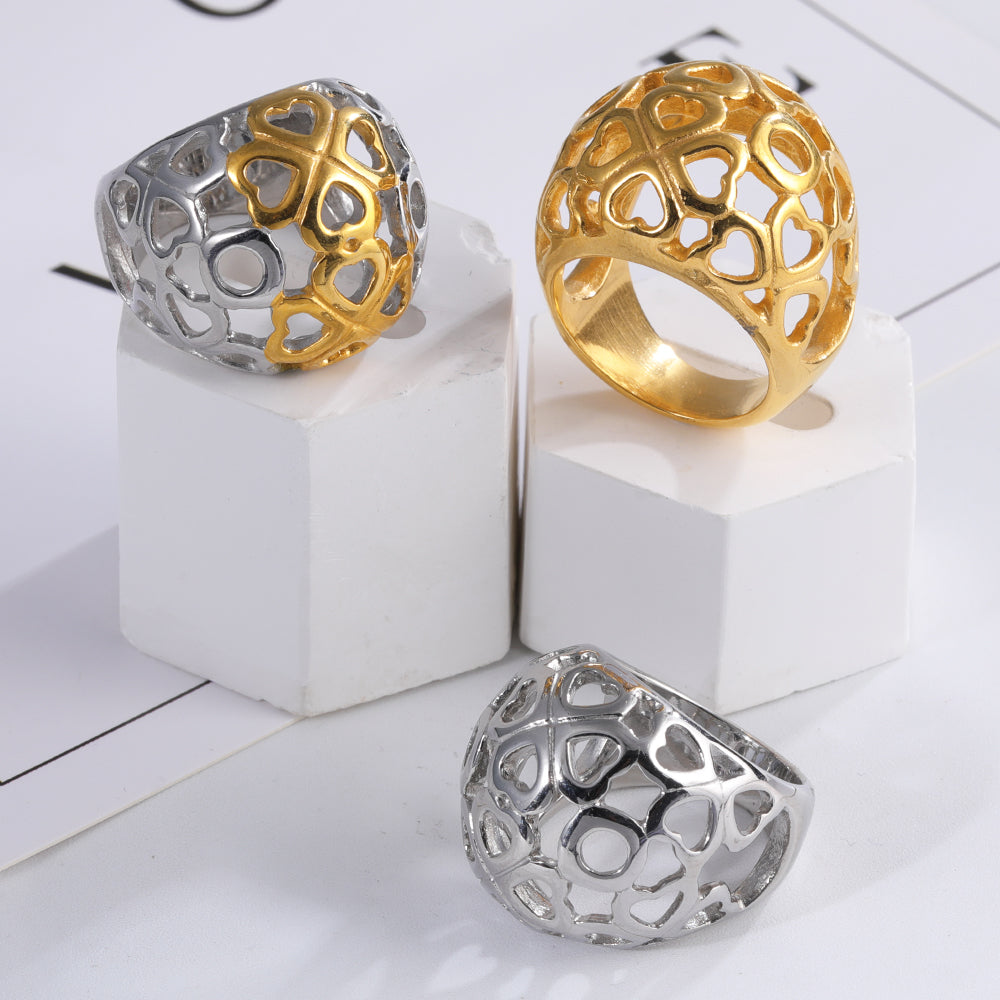Elegant Heart Shaped Openwork Ring for Women | G00348T