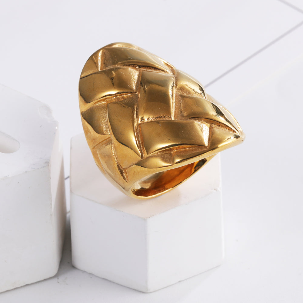 Sleek Stainless Steel Woven Band Ring for Women | G002903