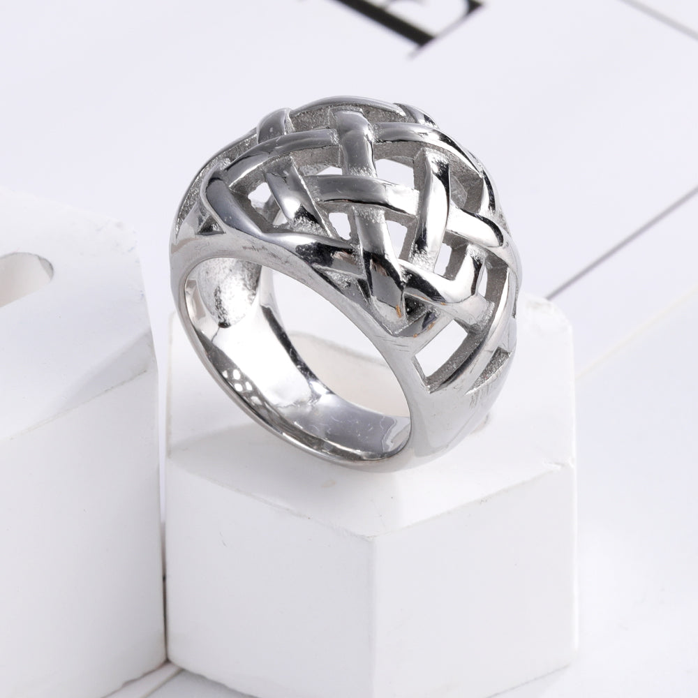 Chic Stainless Steel Woven Texture Ring for Women | ML058