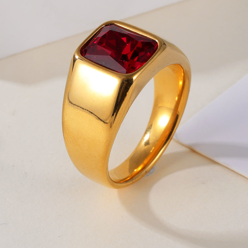 Vintage Stainless Steel Gemstone Ring Classic Style for Men | BL1072