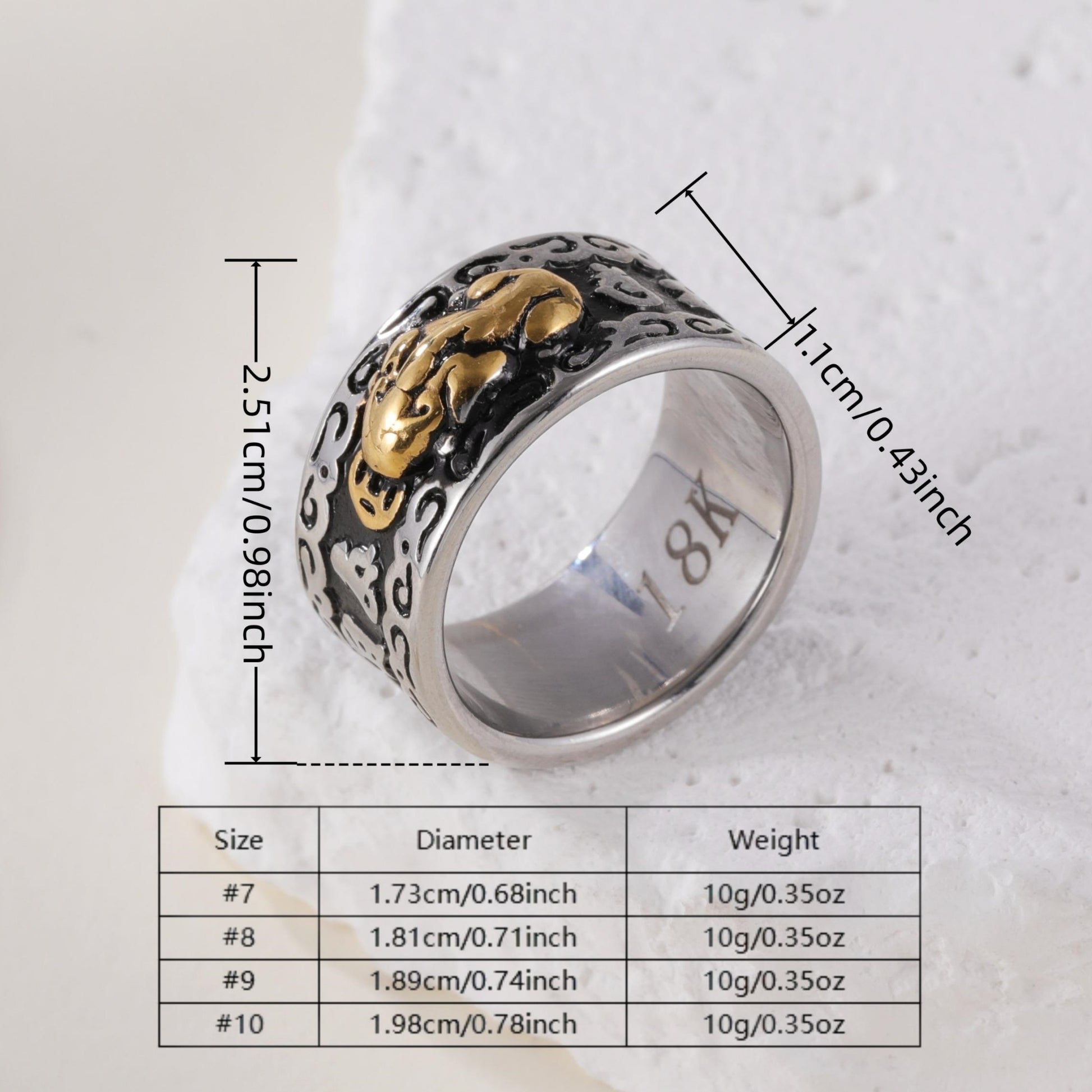 Feng Shui Pixiu Good Luck And Wealth Unisex Stainless Steel Ring丨CQSDZ-1