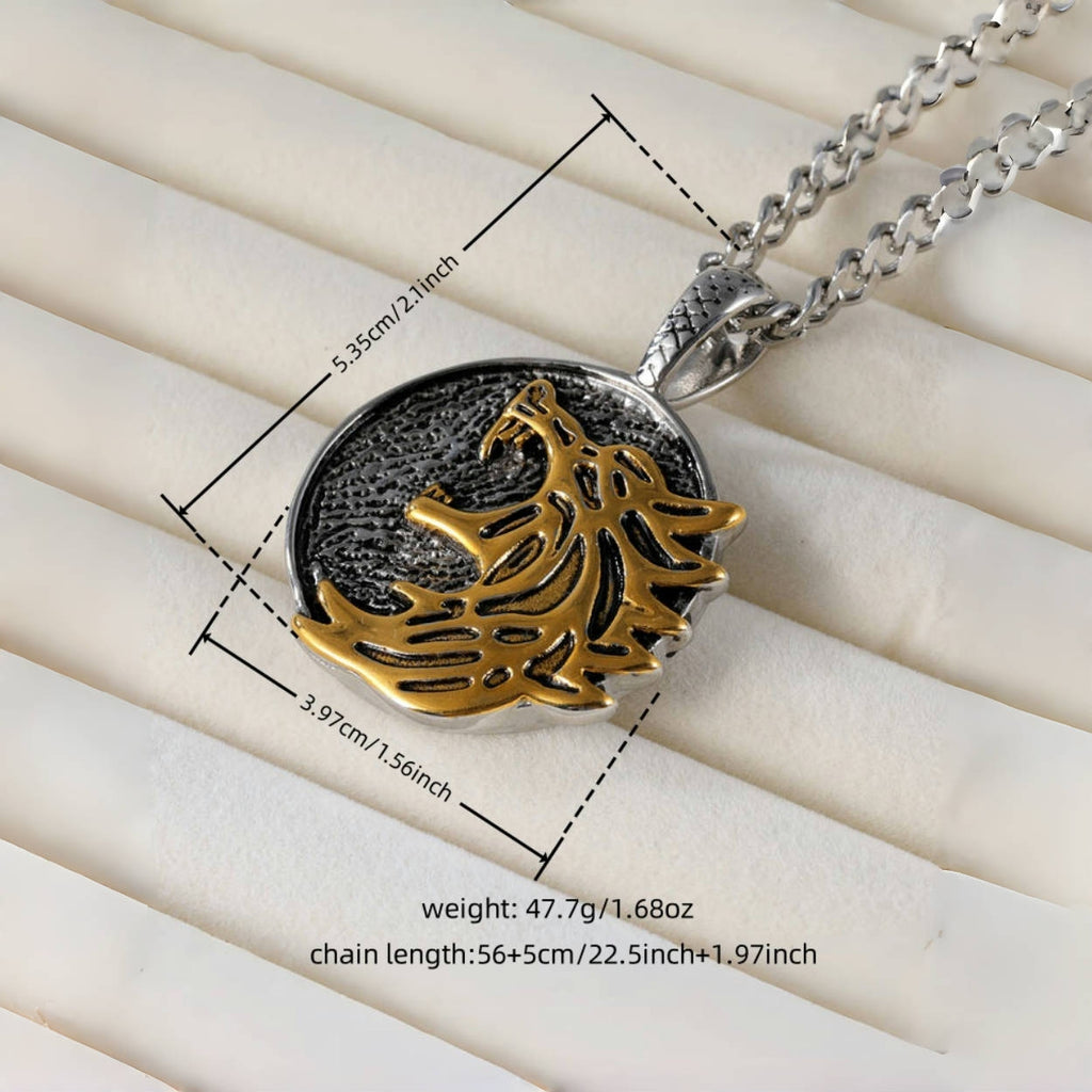 Vintage Wolf Stainless Steel Tag Necklace丨DP-190