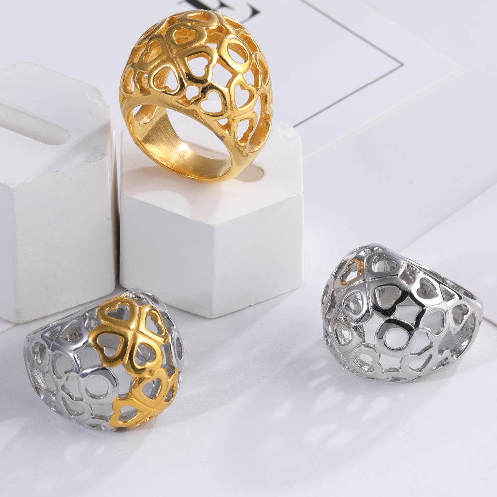 Elegant Heart Shaped Openwork Ring for Women | G00348T