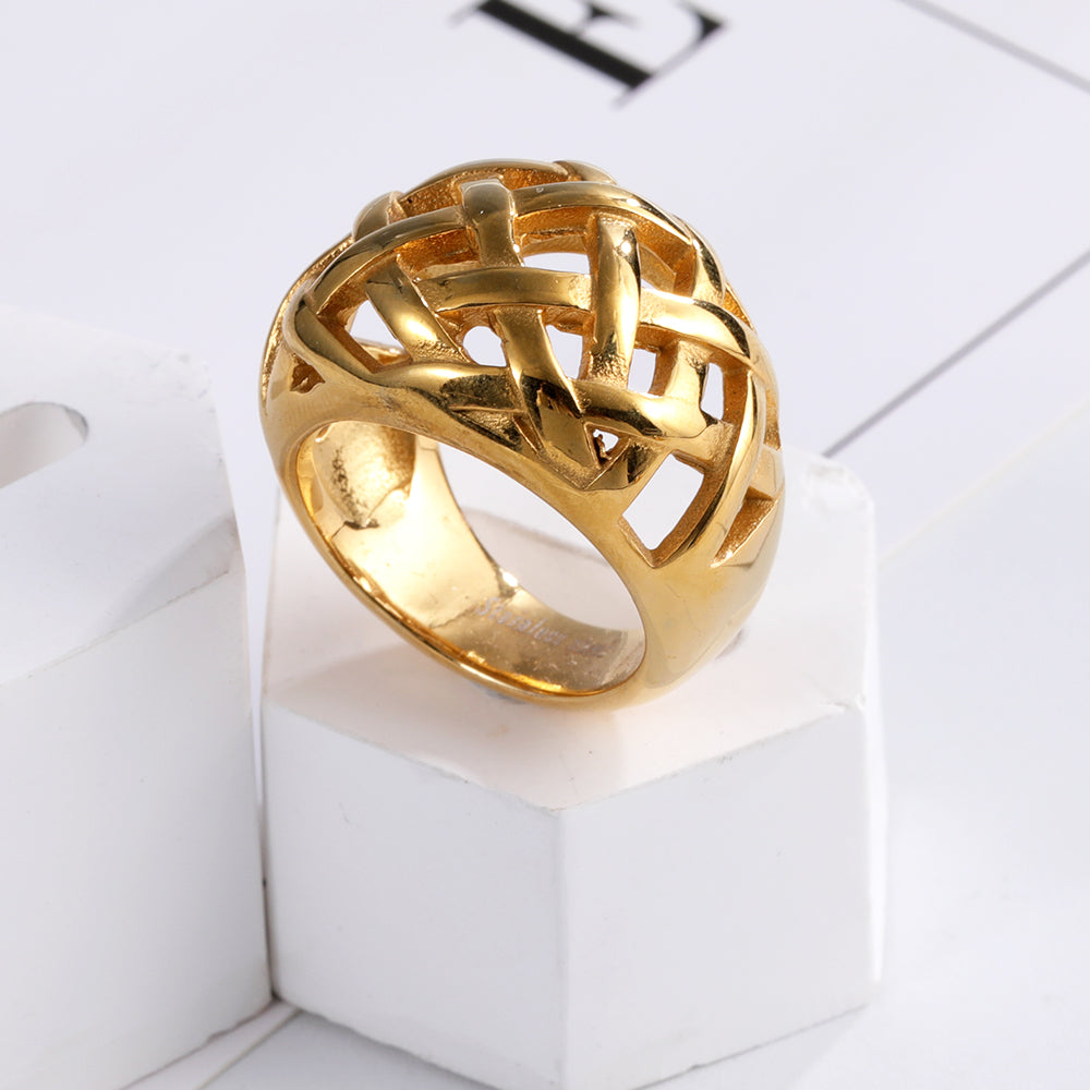 Chic Stainless Steel Woven Texture Ring for Women | ML058