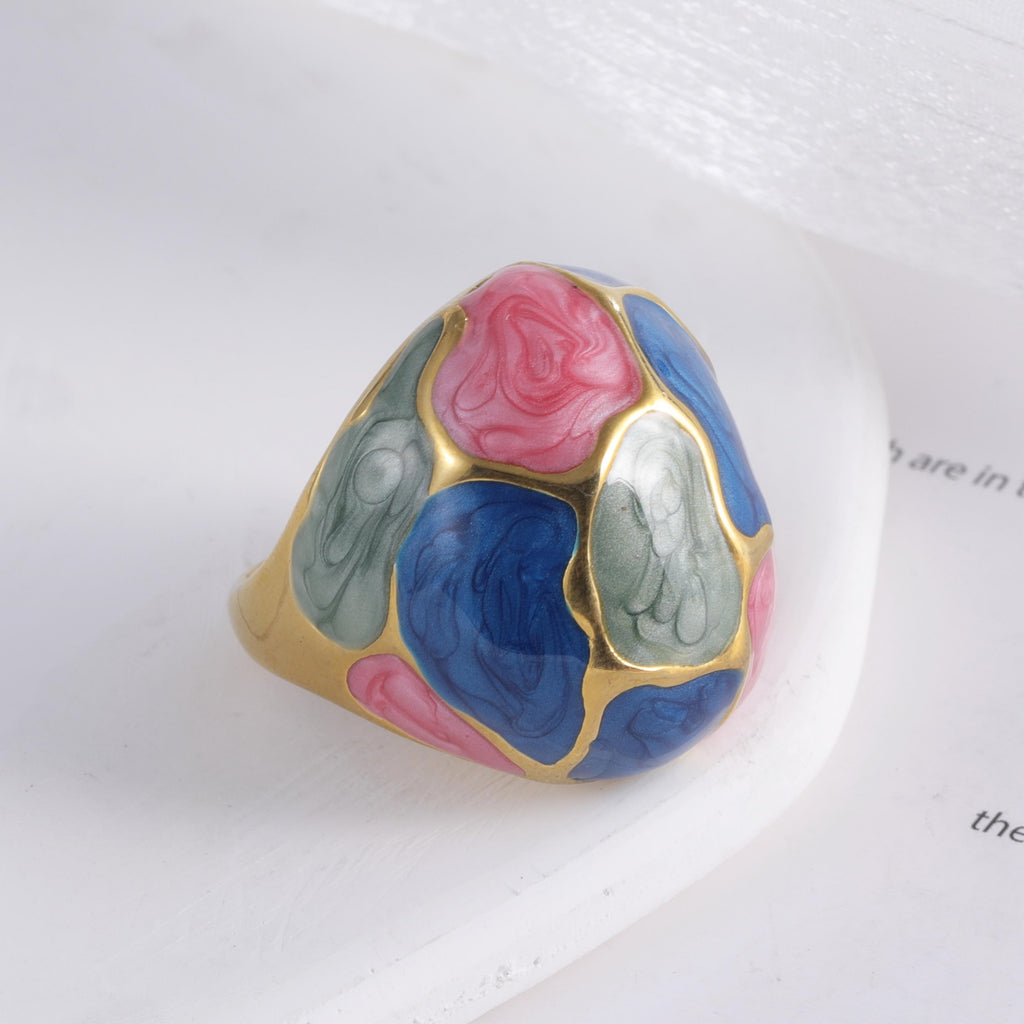 Geometric Art European Style Light Luxury Stainless Steel Women's Ring | G004479