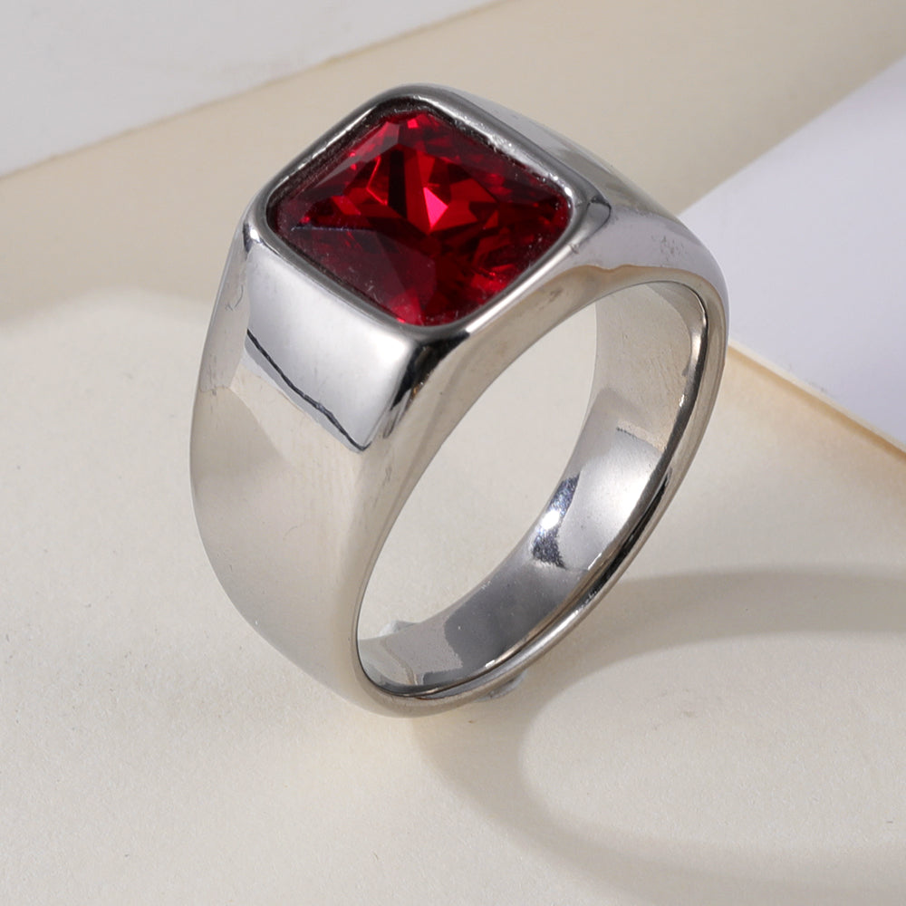 Vintage Stainless Steel Gemstone Ring Classic Style for Men | BL1072