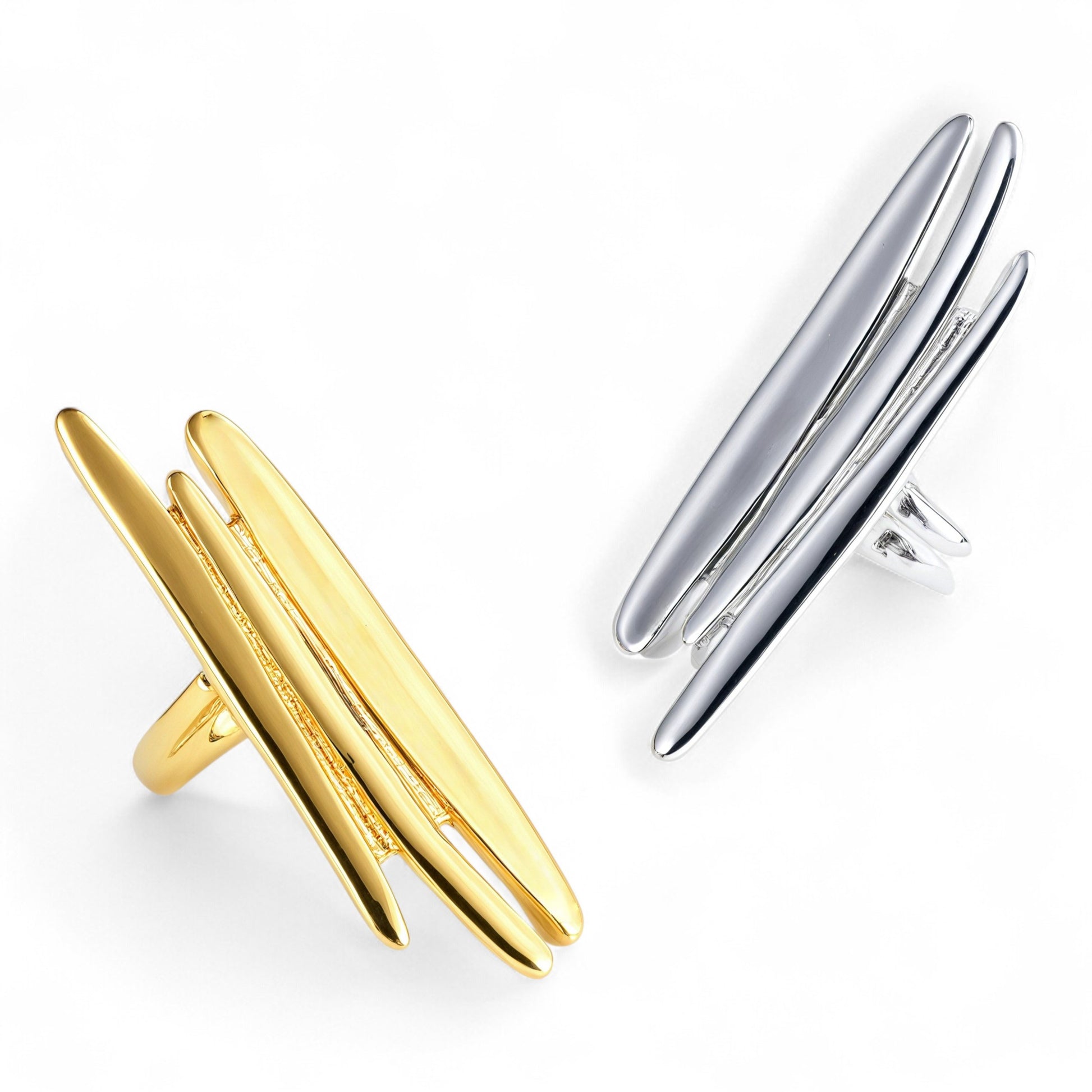 Minimalist Intersecting Stainless Steel Ring for Women | N001159