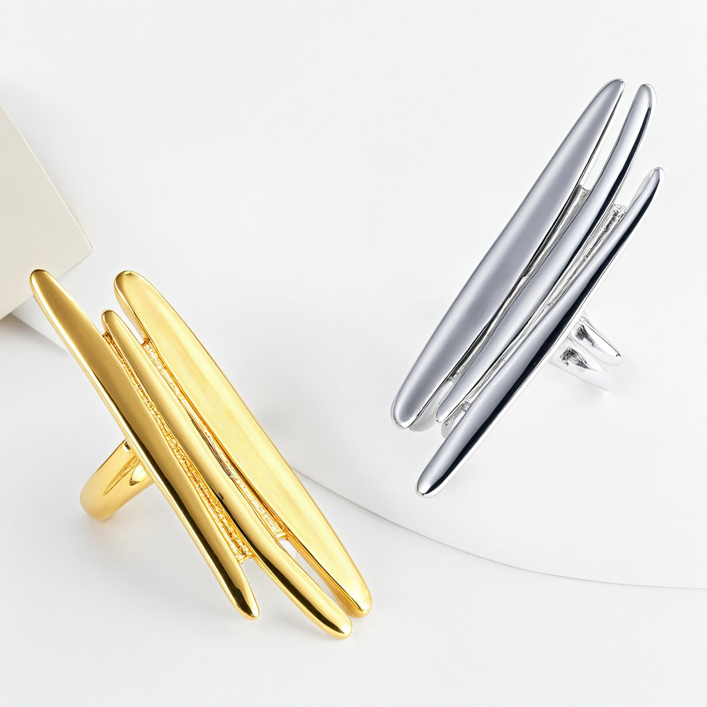 Minimalist Intersecting Stainless Steel Ring for Women | N001159