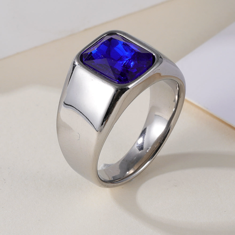 Vintage Stainless Steel Gemstone Ring Classic Style for Men | BL1072