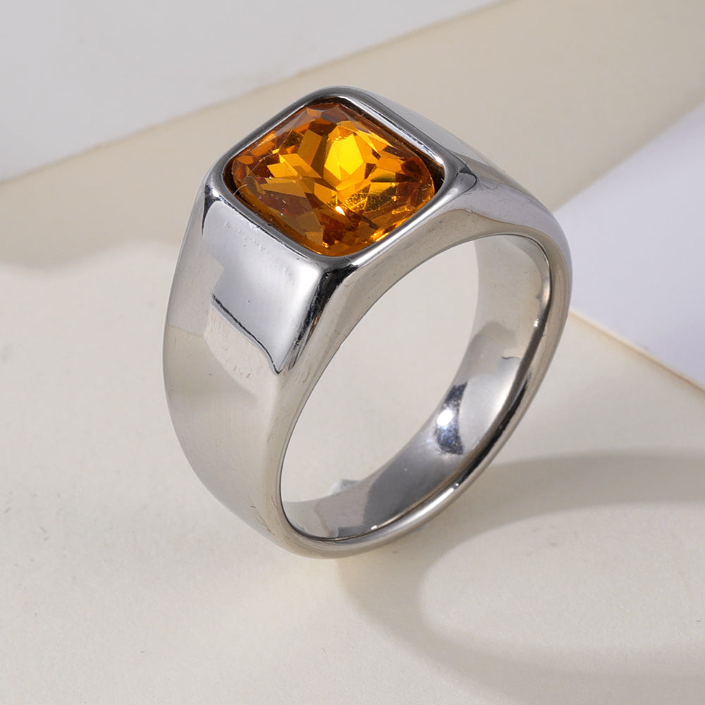 Vintage Stainless Steel Gemstone Ring Classic Style for Men | BL1072