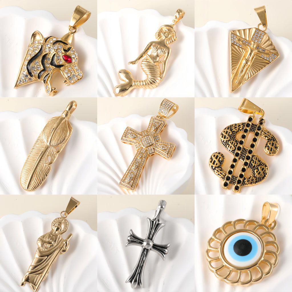 24K gold-plated stainless steel pendant, non-allergenic and non-fading Series One