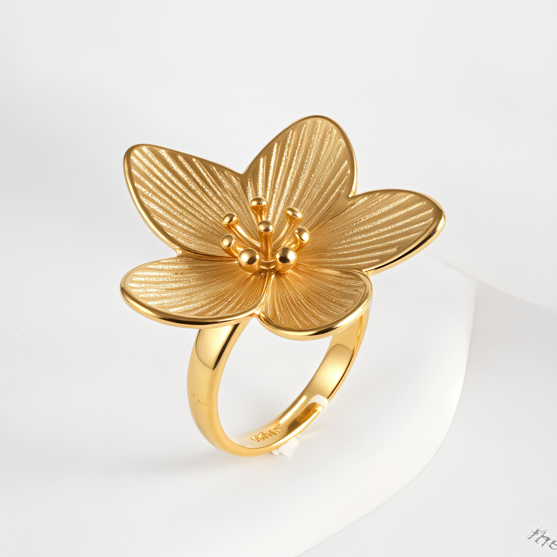 European Style Flower Design Stainless Steel Ring Women's Fashion Band | G003634