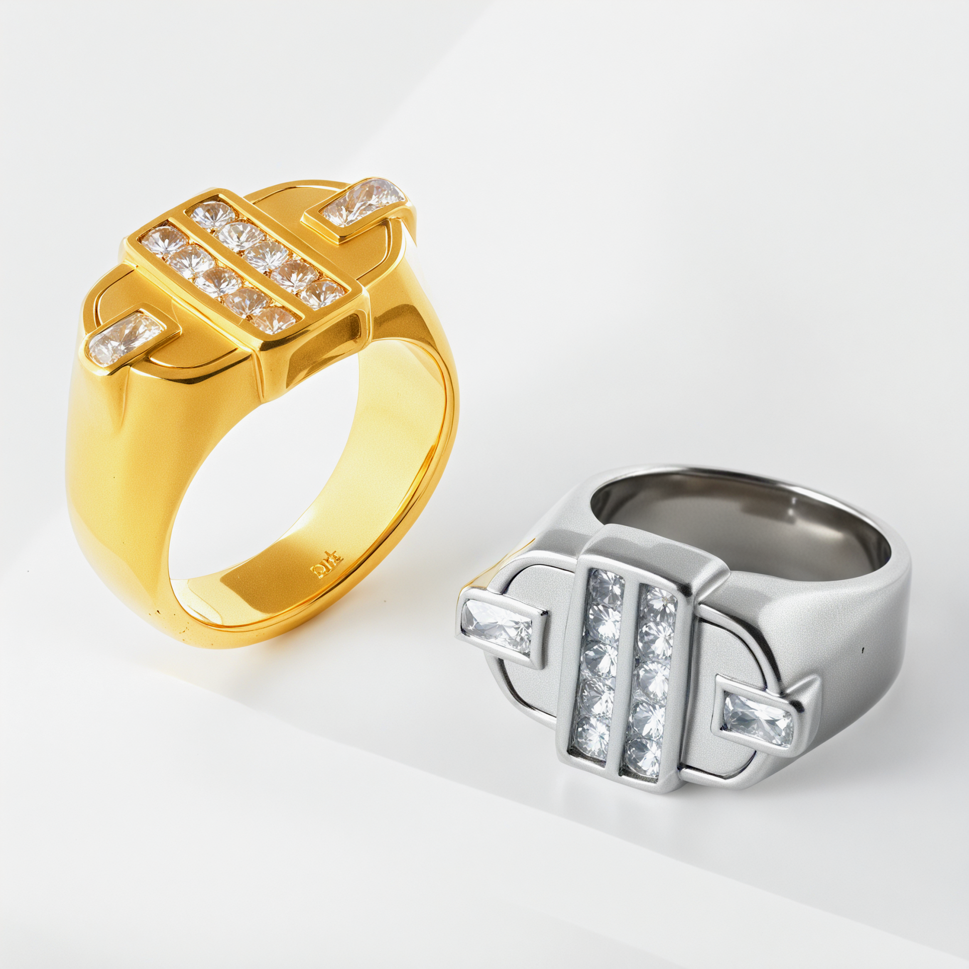 Fashion Square Gemstone Decorative Stainless Steel Ring Unisex Ring | N00719