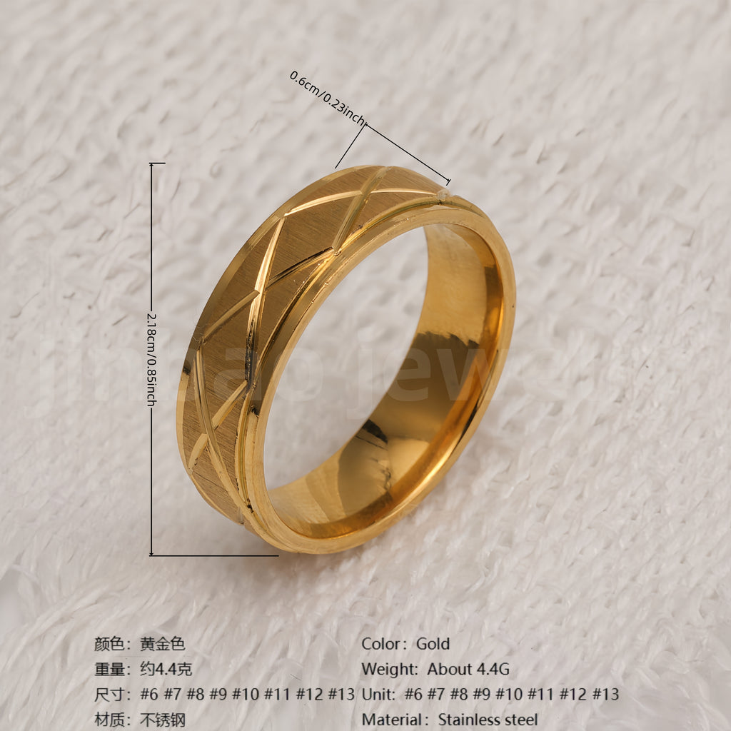 Stylish 24K Gold-Plating Stainless Steel Unisex 6MM Band