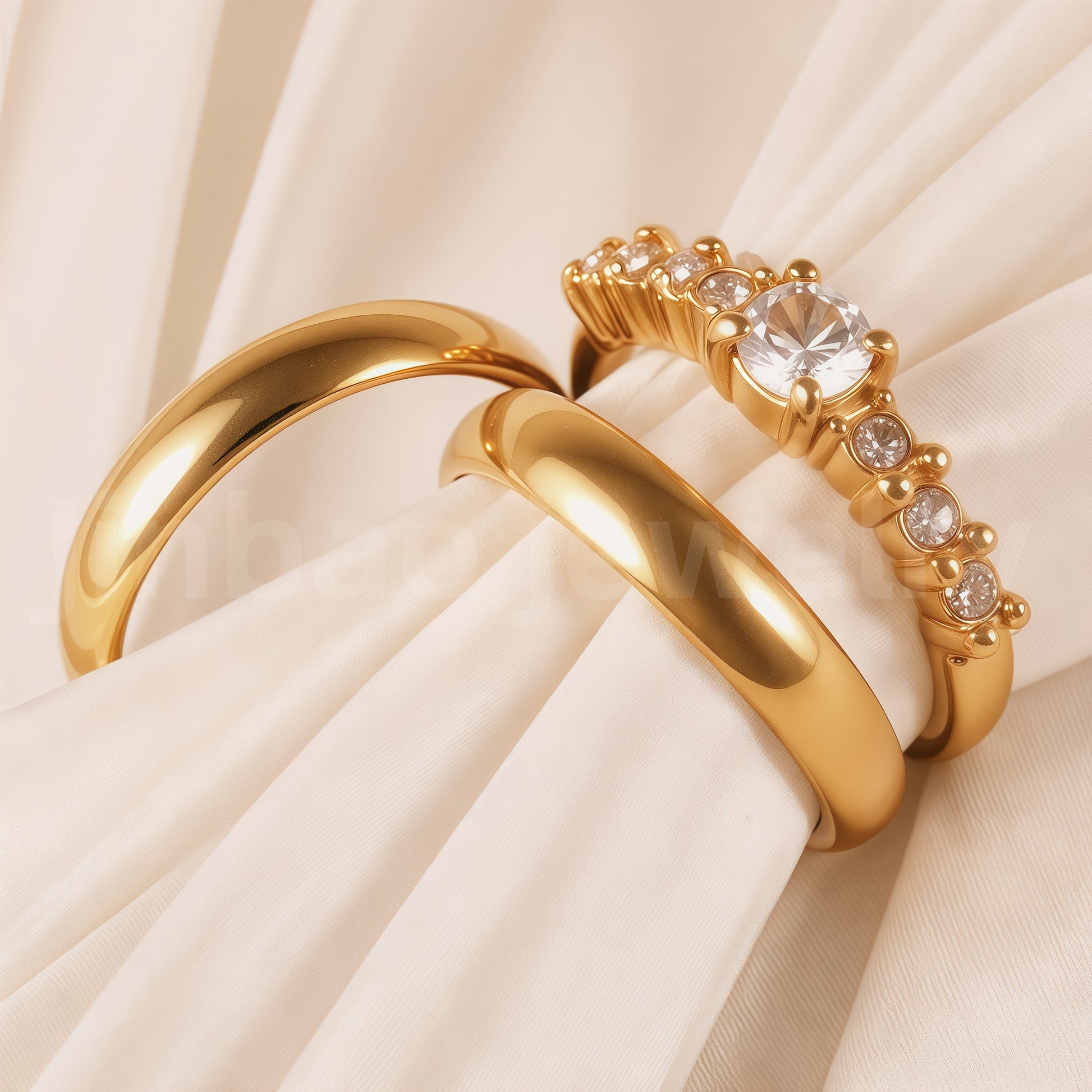 24K Gold-Plating Stainless Steel Luxury Crystal Wedding Waterproof Ring