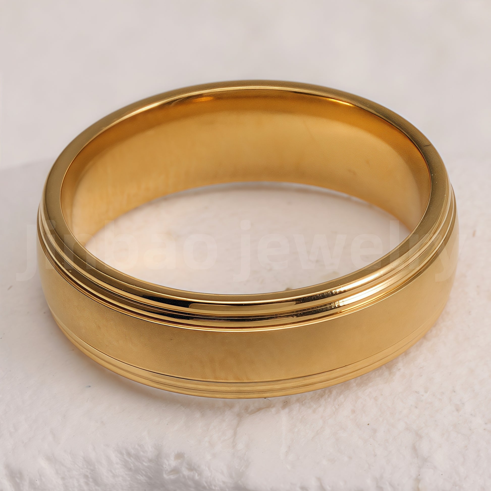 Stylish 24K Gold-Plating Stainless Steel Unisex 6MM Band